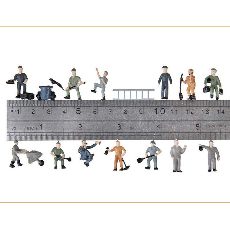 Acxico 25pcs Simulation Train Track Railroad Worker Model People Figures with Tools 1:87 HO Scale for Miniature Scenes - Image 3